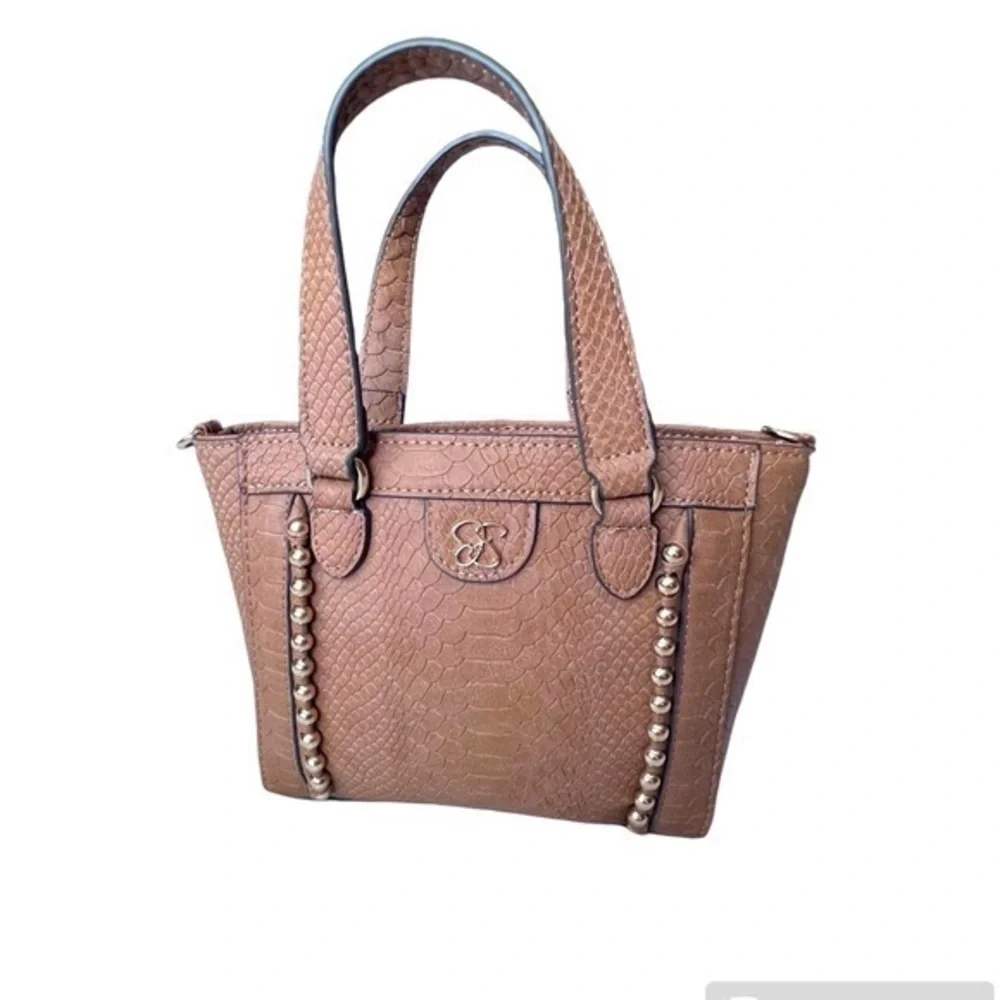 Jessica Simpson Brown Satchel with Gold Accents